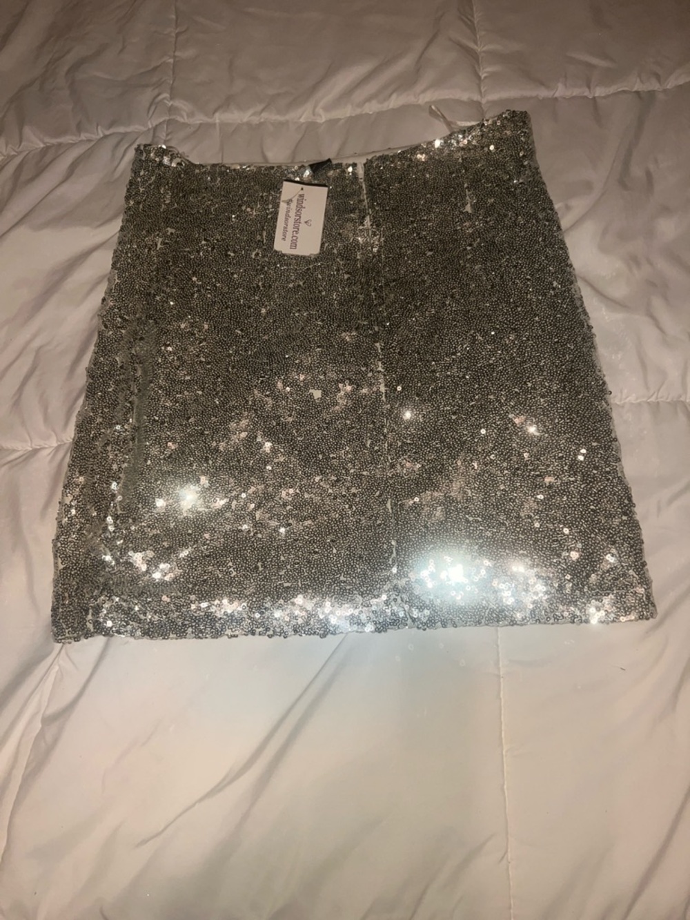 Windsor Silver Sequin Mini Skirt